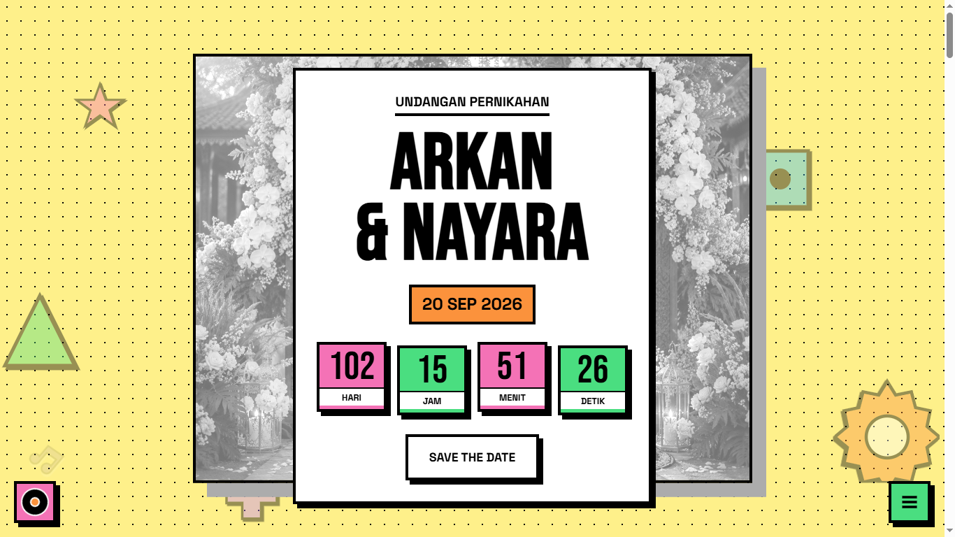 Contoh Undangan Online Premium Neo Brutal Wedding