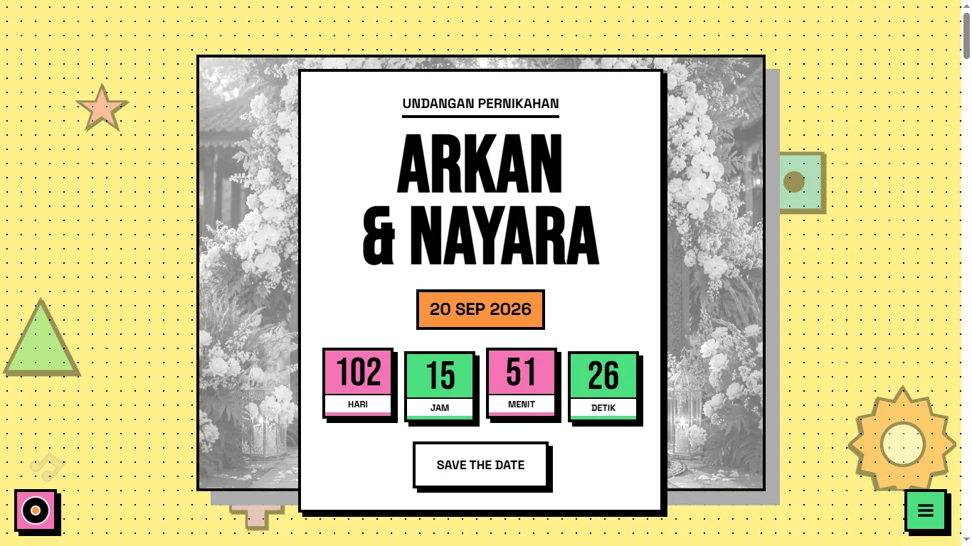 Contoh Undangan Online Premium Neo Brutal Wedding