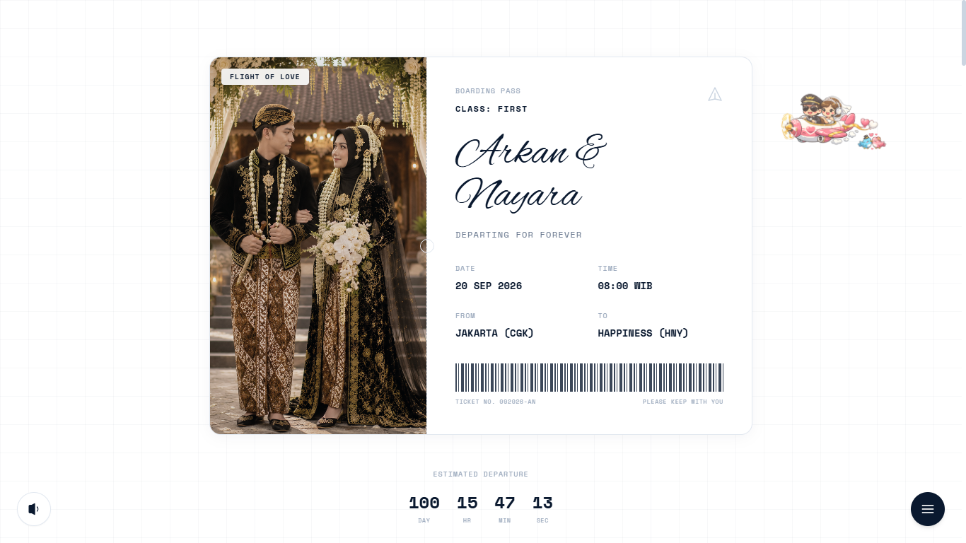 Tema Undangan Nikah Digital Premium Minimalist Flight