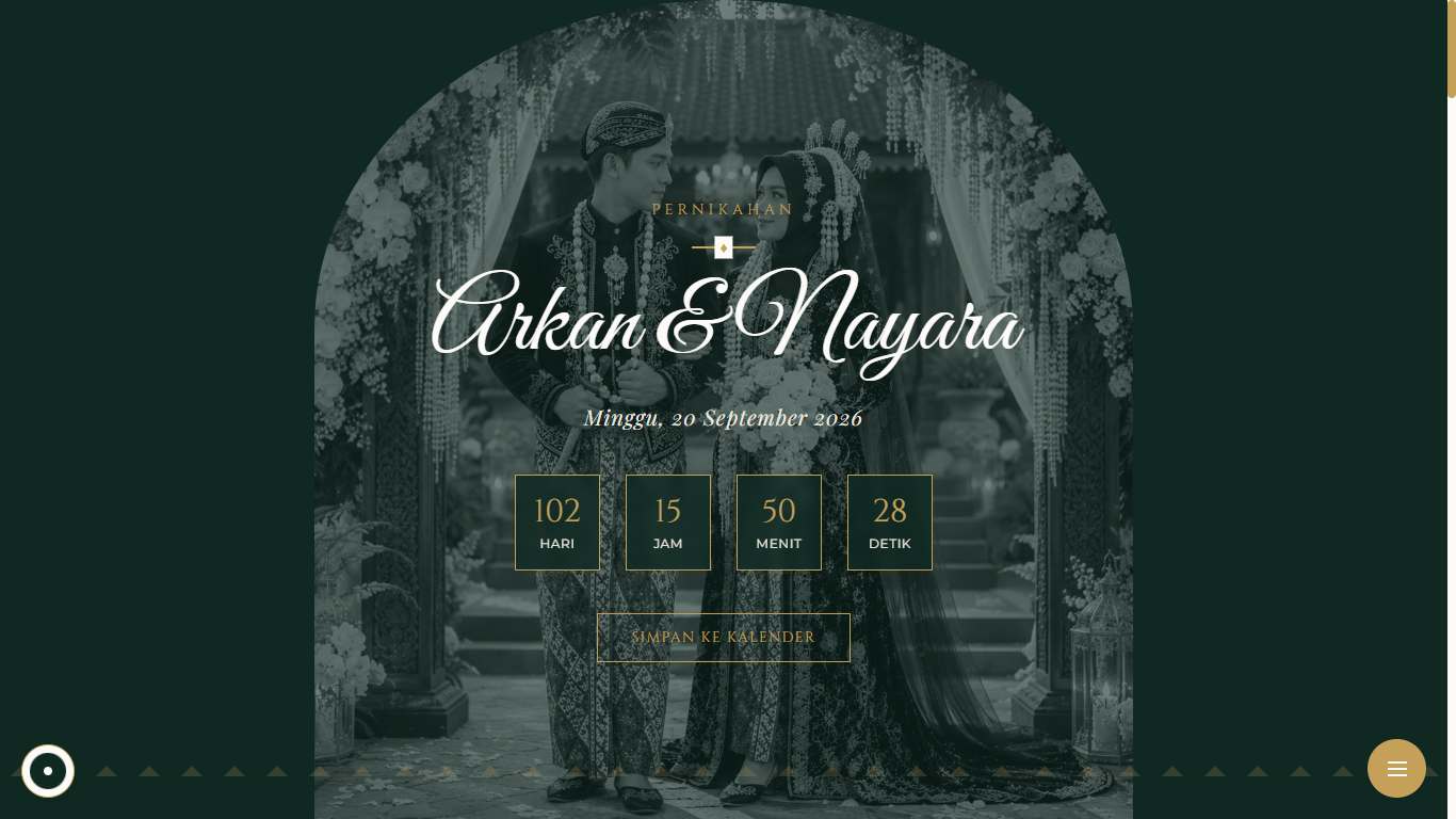 Desain Website Undangan Pernikahan Tema Andalusia