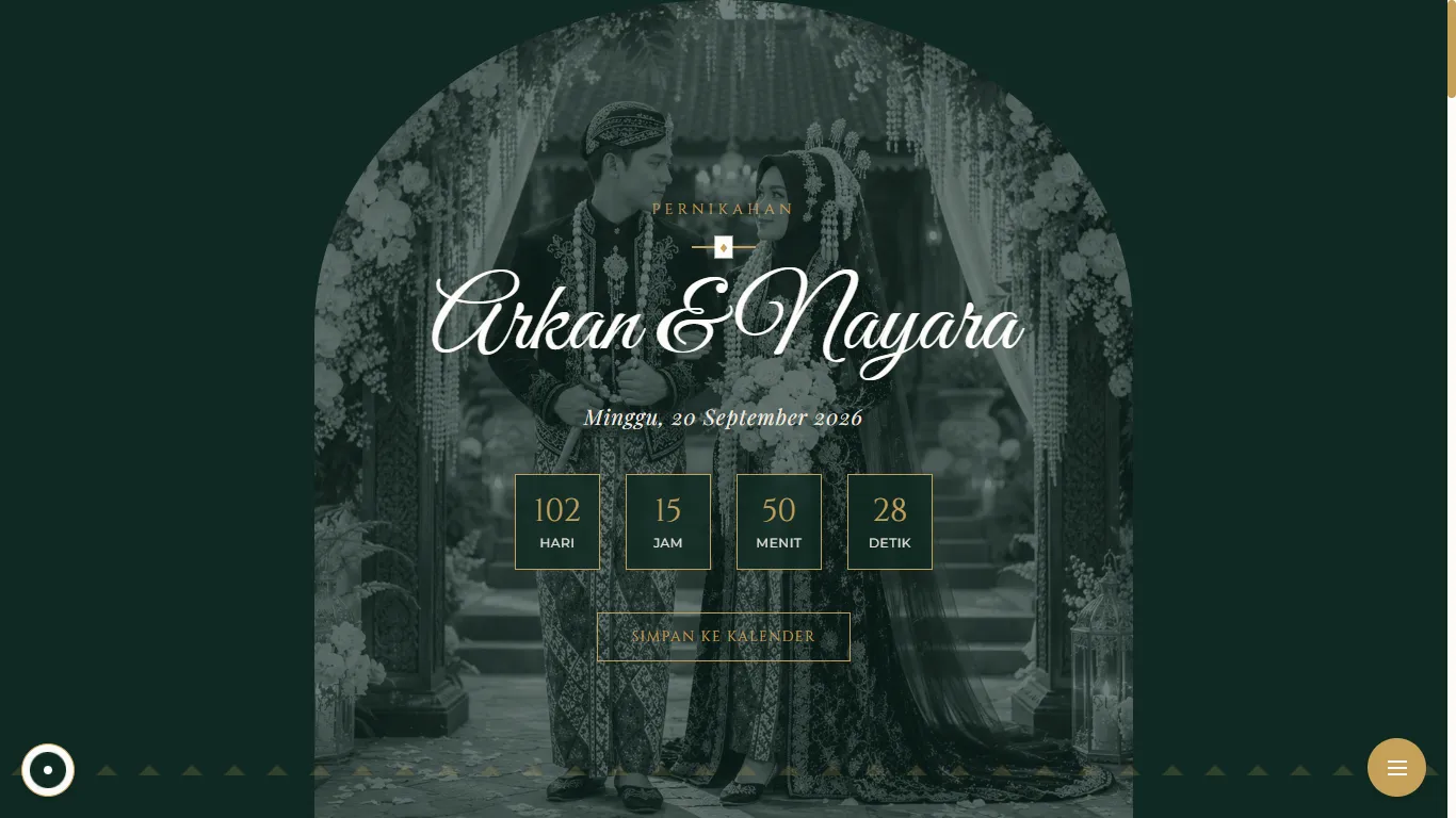 Desain Website Undangan Pernikahan Tema Andalusia