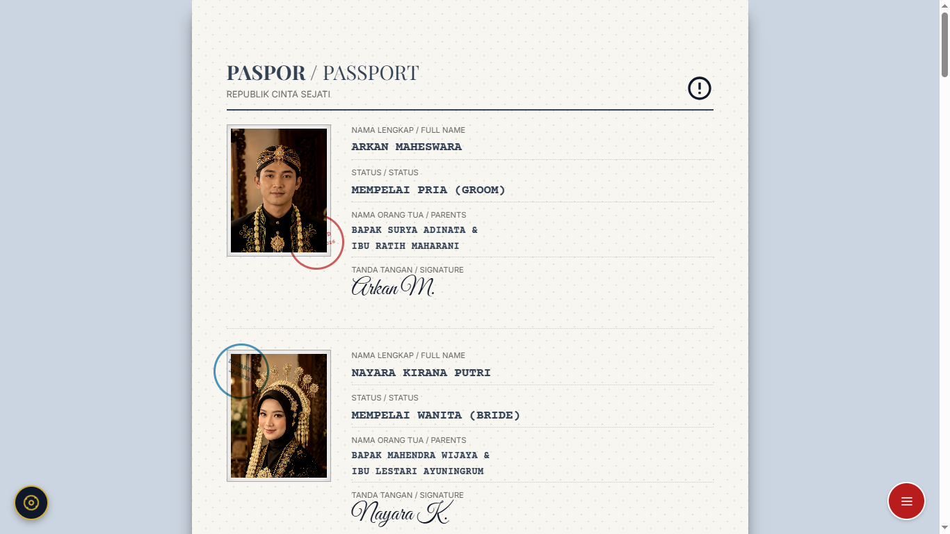 Tema Undangan Digital Online Love Passport