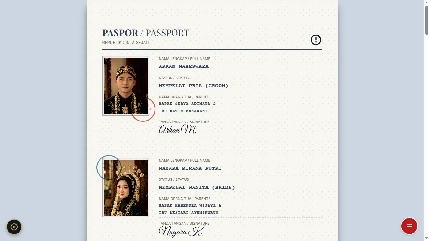 Tema Undangan Digital Online Love Passport